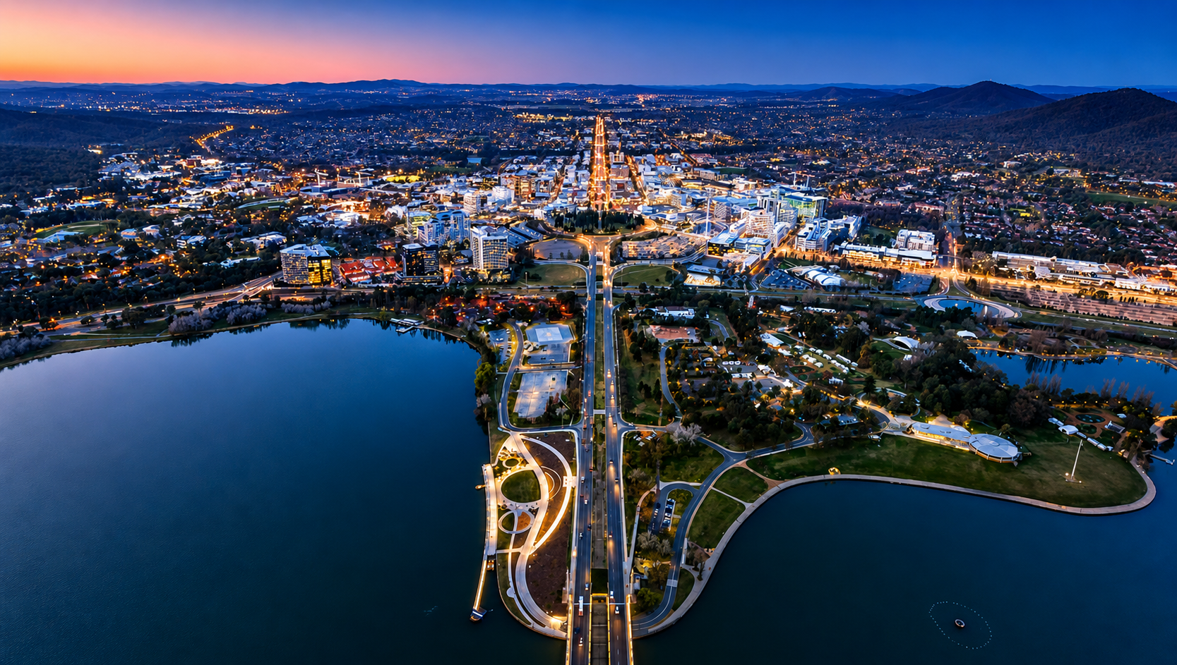 Freight Forwarder Canberra hero — Canberra city skyline at night